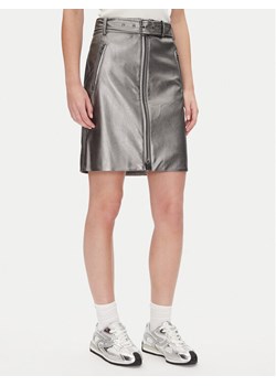 DKNY Spódnica z imitacji skóry P4JN6XIM Srebrny Regular Fit ze sklepu MODIVO w kategorii Spódnice - zdjęcie 182720333