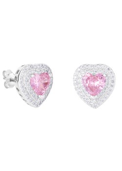 ICED STUFF Kolczyki Love Heart Pink Białe złoto ze sklepu MODIVO w kategorii Kolczyki - zdjęcie 182720460