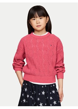 Tommy Hilfiger Sweter Chenille KG0KG08153 Różowy Regular Fit ze sklepu MODIVO w kategorii Swetry dziewczęce - zdjęcie 182721362