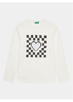 United Colors Of Benetton Bluzka 3096C10DS Biały Regular Fit ze sklepu MODIVO w kategorii Bluzki dziewczęce - zdjęcie 182721654