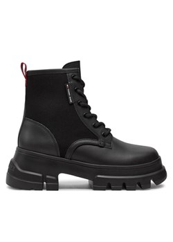 Tommy Jeans Trapery Tjw Chunky Lace Up Boot Mix Mat EN0EN02554 Czarny ze sklepu MODIVO w kategorii Workery damskie - zdjęcie 182721871