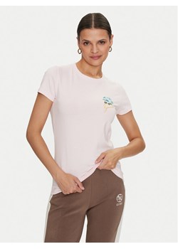 Guess T-Shirt Flowers W4YI30 J1314 Różowy Slim Fit ze sklepu MODIVO w kategorii Bluzki damskie - zdjęcie 182722012
