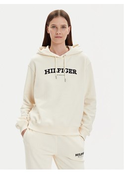 Tommy Hilfiger Bluza Monotype Flock WW0WW41236 Écru Relaxed Fit ze sklepu MODIVO w kategorii Bluzy damskie - zdjęcie 182722023
