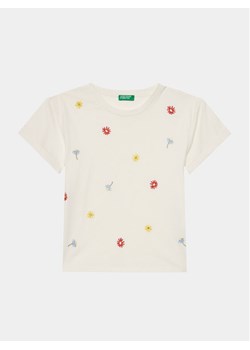 United Colors Of Benetton T-Shirt 3096C10I3 Écru Regular Fit ze sklepu MODIVO w kategorii Bluzki dziewczęce - zdjęcie 182723483