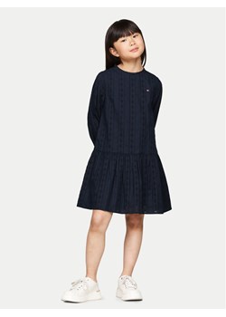 Tommy Hilfiger Sukienka elegancka KG0KG08216 M Granatowy Regular Fit ze sklepu MODIVO w kategorii Sukienki dziewczęce - zdjęcie 182723540