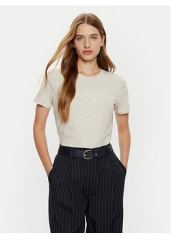 Tommy Hilfiger T-Shirt WW0WW40276 Beżowy Regular Fit ze sklepu MODIVO w kategorii Bluzki damskie - zdjęcie 182725612