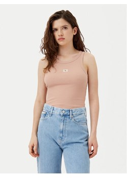 Calvin Klein Jeans Top J20J224762 Beżowy Slim Fit ze sklepu MODIVO w kategorii Bluzki damskie - zdjęcie 182726731