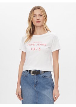 Pepe Jeans T-Shirt Harbor PL505743 Biały Regular Fit ze sklepu MODIVO w kategorii Bluzki damskie - zdjęcie 182728443