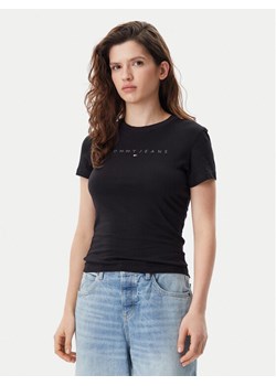 Tommy Jeans T-Shirt Tonal Linear DW0DW20315 Czarny Slim Fit ze sklepu MODIVO w kategorii Bluzki damskie - zdjęcie 182728451