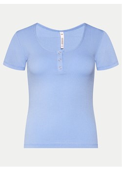 Hunkemöller Koszulka piżamowa Henley 205108 Niebieski Regular Fit ze sklepu MODIVO w kategorii Piżamy damskie - zdjęcie 182728752