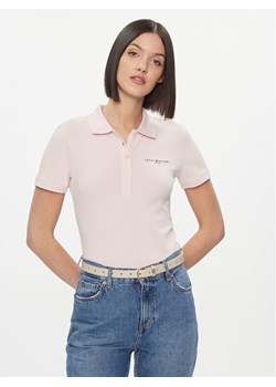 Tommy Hilfiger Polo Logo WW0WW41032 Różowy Slim Fit ze sklepu MODIVO w kategorii Bluzki damskie - zdjęcie 182729323