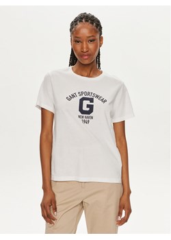 Gant T-Shirt Logo 4200849 Biały Regular Fit ze sklepu MODIVO w kategorii Bluzki damskie - zdjęcie 182729933