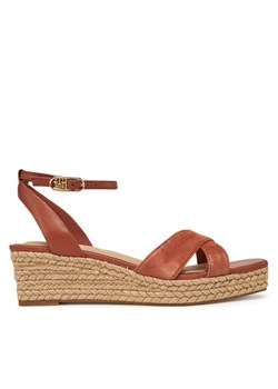 Tommy Hilfiger Espadryle Leather & Suede Mid Wedge Espad FW0FW08804 Brązowy ze sklepu MODIVO w kategorii Espadryle damskie - zdjęcie 182730152