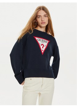 Guess Jeans Sweter W4BR12 Z3HM1 Granatowy Regular Fit ze sklepu MODIVO w kategorii Swetry damskie - zdjęcie 182730323