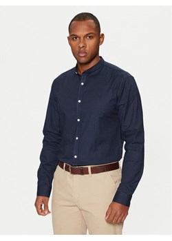Lindbergh Koszula Oxford Manderin Superflex 30-203174A 1202431 Granatowy Slim Fit ze sklepu MODIVO w kategorii Koszule męskie - zdjęcie 182730372