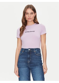 Guess Jeans T-Shirt W4YI03 J1314 Fioletowy Slim Fit ze sklepu MODIVO w kategorii Bluzki damskie - zdjęcie 182730420