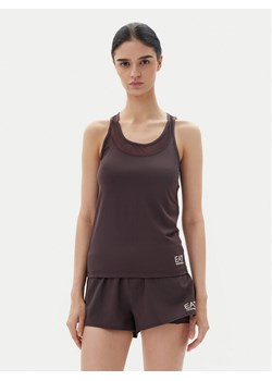EA7 Emporio Armani Koszulka techniczna 7W000237 AF12509 U6278 Brązowy Regular Fit ze sklepu MODIVO w kategorii Bluzki damskie - zdjęcie 182732520