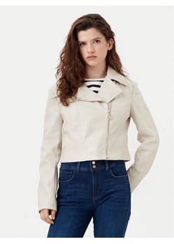 Guess Kurtka z imitacji skóry W5RL22 WE480 Écru Regular Fit ze sklepu MODIVO w kategorii Kurtki damskie - zdjęcie 182732603