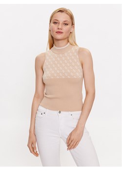 Guess Sweter W3YR26 Z37K0 Beżowy Slim Fit ze sklepu MODIVO w kategorii Swetry damskie - zdjęcie 182732893