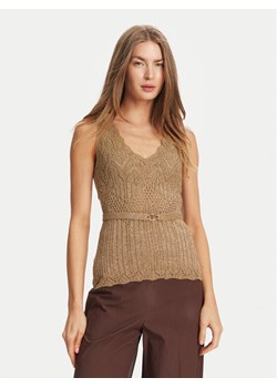 TWINSET Top 251TT3195 Beżowy Slim Fit ze sklepu MODIVO w kategorii Bluzki damskie - zdjęcie 182733481