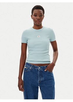 Calvin Klein Jeans T-Shirt J20J225245 Niebieski Slim Fit ze sklepu MODIVO w kategorii Bluzki damskie - zdjęcie 182733491