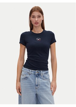 Tommy Jeans T-Shirt Tjw Slim Essential Logo 2 Tee DW0DW20316 Granatowy Regular Fit ze sklepu MODIVO w kategorii Bluzki damskie - zdjęcie 182735464