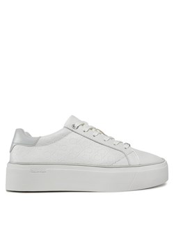 Calvin Klein Sneakersy Flatform C Lace Up - Mono Mix HW0HW01870 Biały ze sklepu MODIVO w kategorii Buty sportowe damskie - zdjęcie 182735643