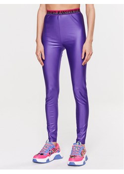 Versace Jeans Couture Legginsy 74HAC101 Fioletowy Slim Fit ze sklepu MODIVO w kategorii Spodnie damskie - zdjęcie 182735750