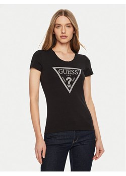Guess T-Shirt SS CN SHINY TRIANGLE Czarny Shirt Fit - id: 0000304595226 - marki Guess - 182736540 Guess T-Shirt SS CN SHINY TRIANGLE Czarny Shirt Fit ze sklepu MODIVO w kategorii Bluzki damskie - zdjęcie 182736540