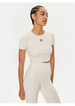 adidas T-Shirt Essentials IJ7804 Beżowy Slim Fit ze sklepu MODIVO w kategorii Bluzki damskie - zdjęcie 182736922