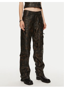 Gestuz Spodnie skórzane Tracky 10909474 Brązowy Loose Fit ze sklepu MODIVO w kategorii Spodnie damskie - zdjęcie 182737122