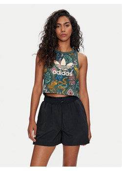adidas Top FARM Rio Trefoil IW0798 Zielony Regular Fit ze sklepu MODIVO w kategorii Bluzki damskie - zdjęcie 182738504