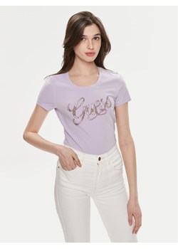 Guess T-Shirt W4GI30 J1314 Fioletowy Slim Fit ze sklepu MODIVO w kategorii Bluzki damskie - zdjęcie 182739111