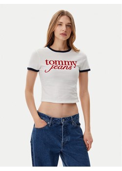 Tommy Jeans T-Shirt Script Ringer DW0DW20631 Écru Slim Fit ze sklepu MODIVO w kategorii Bluzki damskie - zdjęcie 182740904