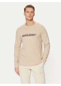 Jack&Jones Longsleeve Vesterbro 12266419 Beżowy Relaxed Fit ze sklepu MODIVO w kategorii T-shirty męskie - zdjęcie 182742093