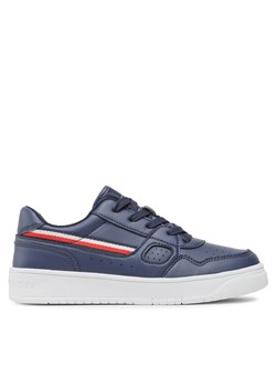 Tommy Hilfiger Sneakersy Stripes Low Cut Lace-Up Sneaker T3X9-32848-1355 S Granatowy ze sklepu MODIVO w kategorii Trampki dziecięce - zdjęcie 182742272