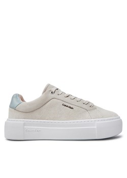 Calvin Klein Sneakersy Flatform Cup Lace Up W/Ml HW0HW02282 Beżowy ze sklepu MODIVO w kategorii Buty sportowe damskie - zdjęcie 182745321
