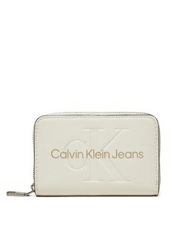 Calvin Klein Jeans Mały Portfel Damski Zip Around Mono K60K612255 Biały ze sklepu MODIVO w kategorii Portfele damskie - zdjęcie 182745772