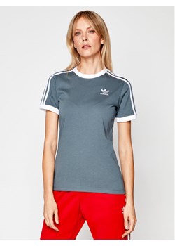 adidas T-Shirt adicolor Clasics 3-Stripes GN2914 Szary Regular Fit ze sklepu MODIVO w kategorii Bluzki damskie - zdjęcie 182747023