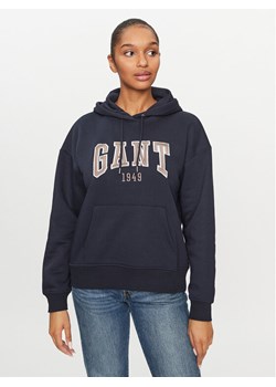 Gant Bluza Rel Logo Hoodie 4200726 Granatowy Relaxed Fit ze sklepu MODIVO w kategorii Bluzy damskie - zdjęcie 182747612