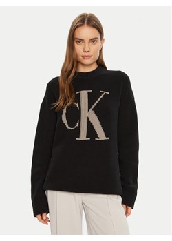 Calvin Klein Jeans Sweter Intrasia J20J224799 Czarny Relaxed Fit ze sklepu MODIVO w kategorii Swetry damskie - zdjęcie 182747904