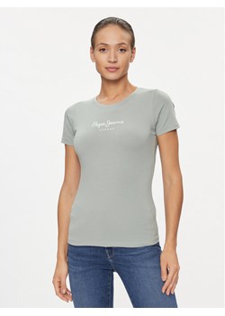Pepe Jeans T-Shirt New Virginia PL505202 Zielony Slim Fit ze sklepu MODIVO w kategorii Bluzki damskie - zdjęcie 182749081