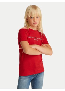 Tommy Hilfiger T-Shirt Essential KS0KS00397 D Czerwony Regular Fit ze sklepu MODIVO w kategorii Bluzki dziewczęce - zdjęcie 182749374
