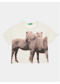 United Colors Of Benetton T-Shirt 3I1XC10HS Écru Regular Fit ze sklepu MODIVO w kategorii Bluzki dziewczęce - zdjęcie 182749563