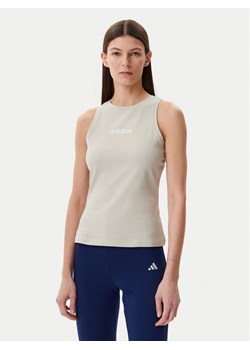 adidas Top Essentials Linear JC5790 Beżowy Slim Fit ze sklepu MODIVO w kategorii Bluzki damskie - zdjęcie 182749830