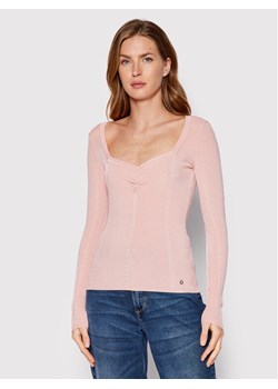 Guess Bluzka W2YR12 Z30K0 Różowy Slim Fit ze sklepu MODIVO w kategorii Bluzki damskie - zdjęcie 182750263