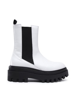 Calvin Klein Jeans Sztyblety Flatform Chelsea Boot YW0YW00850 Biały ze sklepu MODIVO w kategorii Workery damskie - zdjęcie 182750592