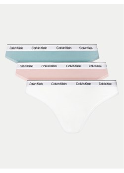 Calvin Klein Underwear Komplet 3 par stringów Thong 3Pk 000QD5209E Kolorowy ze sklepu MODIVO w kategorii Majtki damskie - zdjęcie 182751362