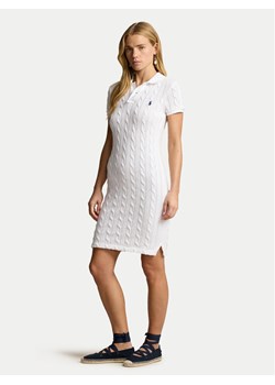 Polo Ralph Lauren Sukienka dzianinowa 211943139002 Biały Slim Fit ze sklepu MODIVO w kategorii Sukienki - zdjęcie 182751373