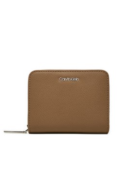 Calvin Klein Mały Portfel Damski Ck Must Md Zip Around_Caviar K60K612831 Beżowy ze sklepu MODIVO w kategorii Portfele damskie - zdjęcie 182751462